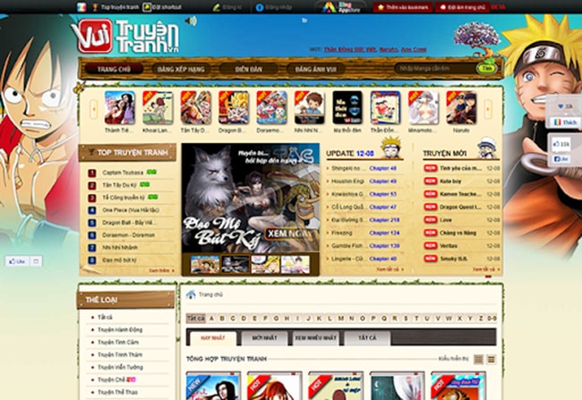 Mẫu template website truyện tranh đẹp mắt, hiện đại 1